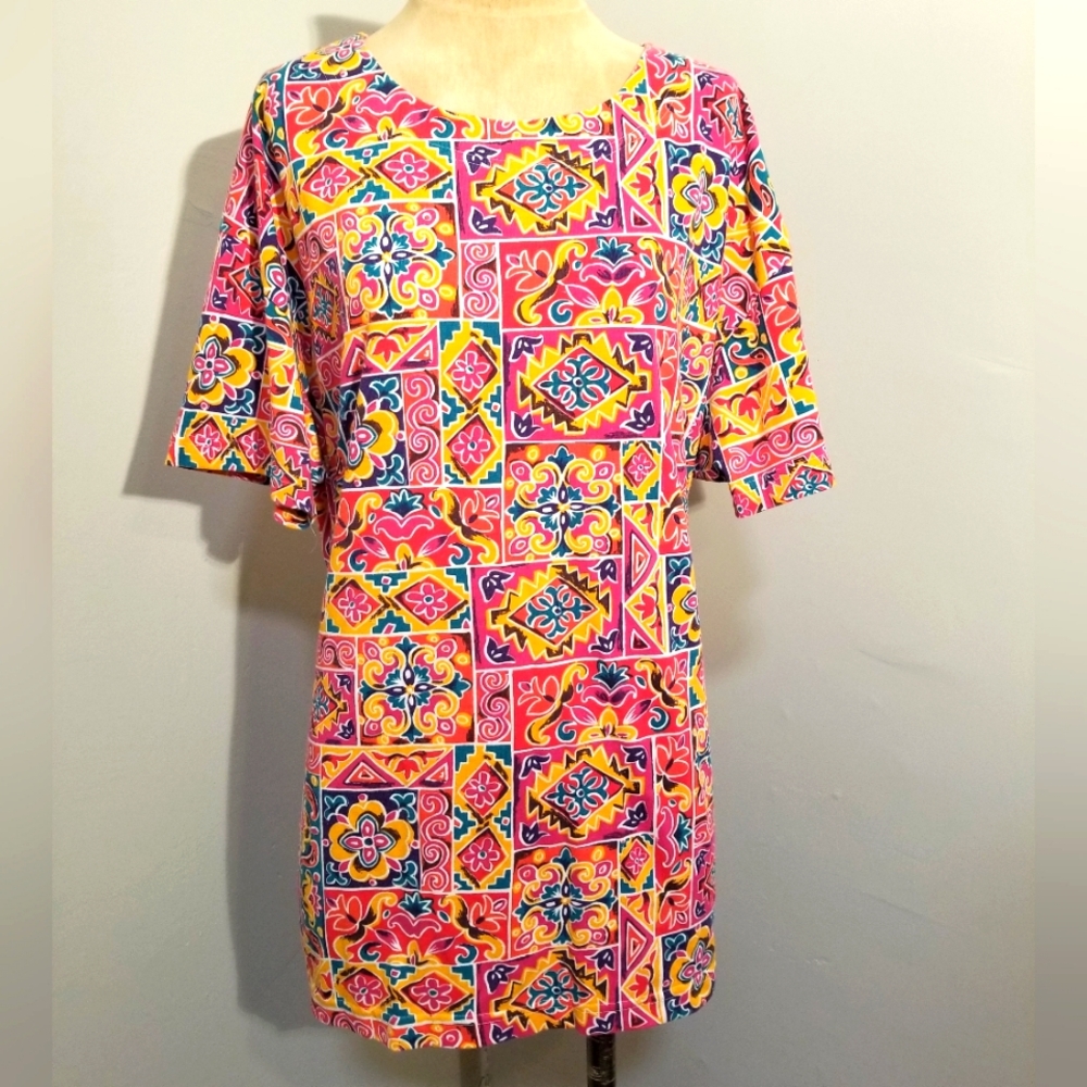 VINTAGE FUNKY COLORFUL TOP CAROLINA COLOURS 80S PREPPY RETRO 90S PLUS SIZES 20W